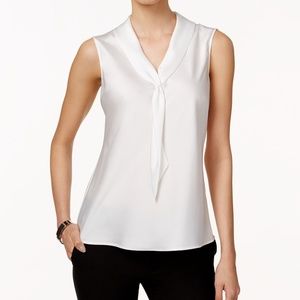 Tahari ASL Sleeveless Tie-Neck Sleeveless Blouse